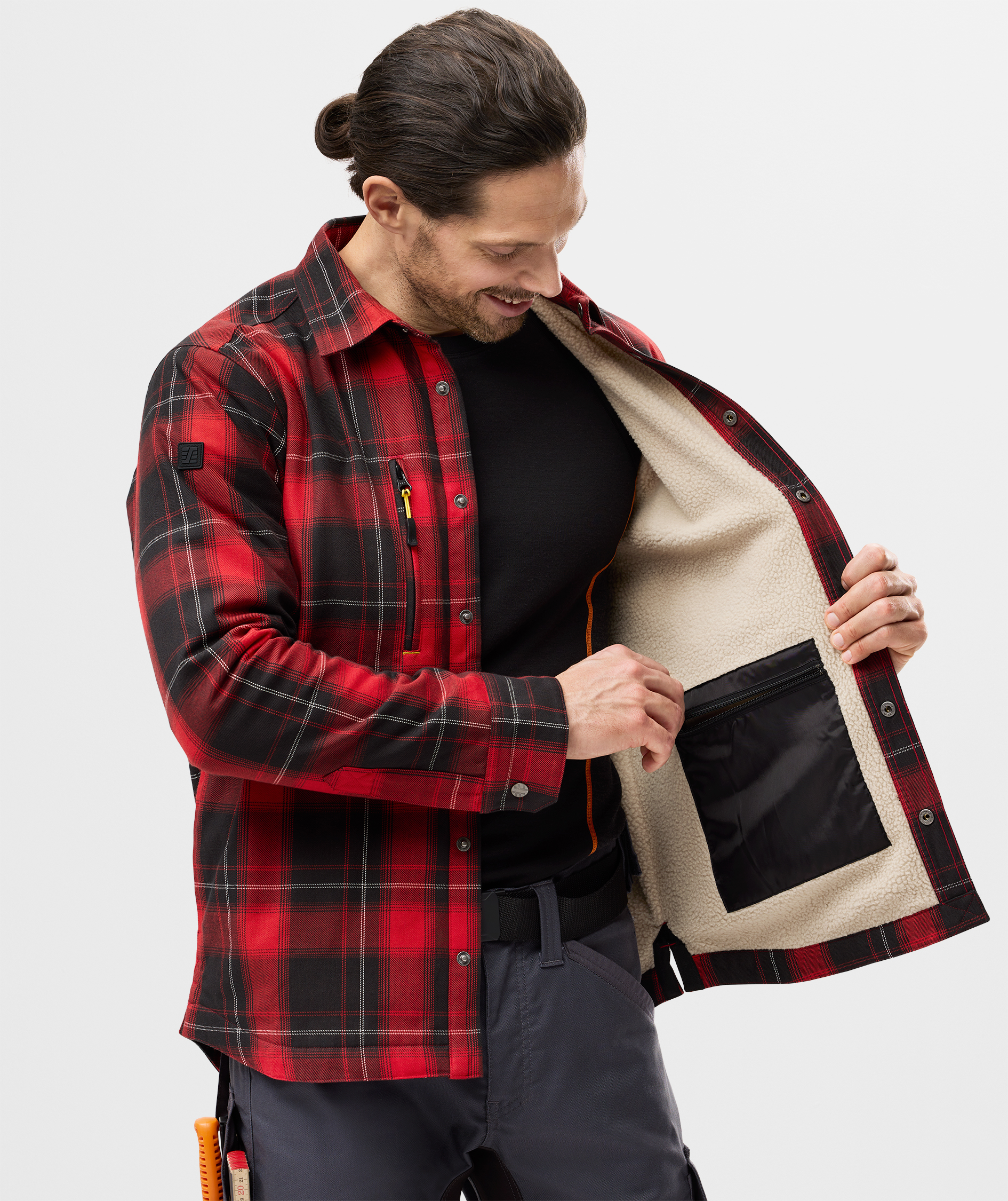 Snickers AllroundWork flannel skjortejakke 8522, Chili Red/Black, large image number 5