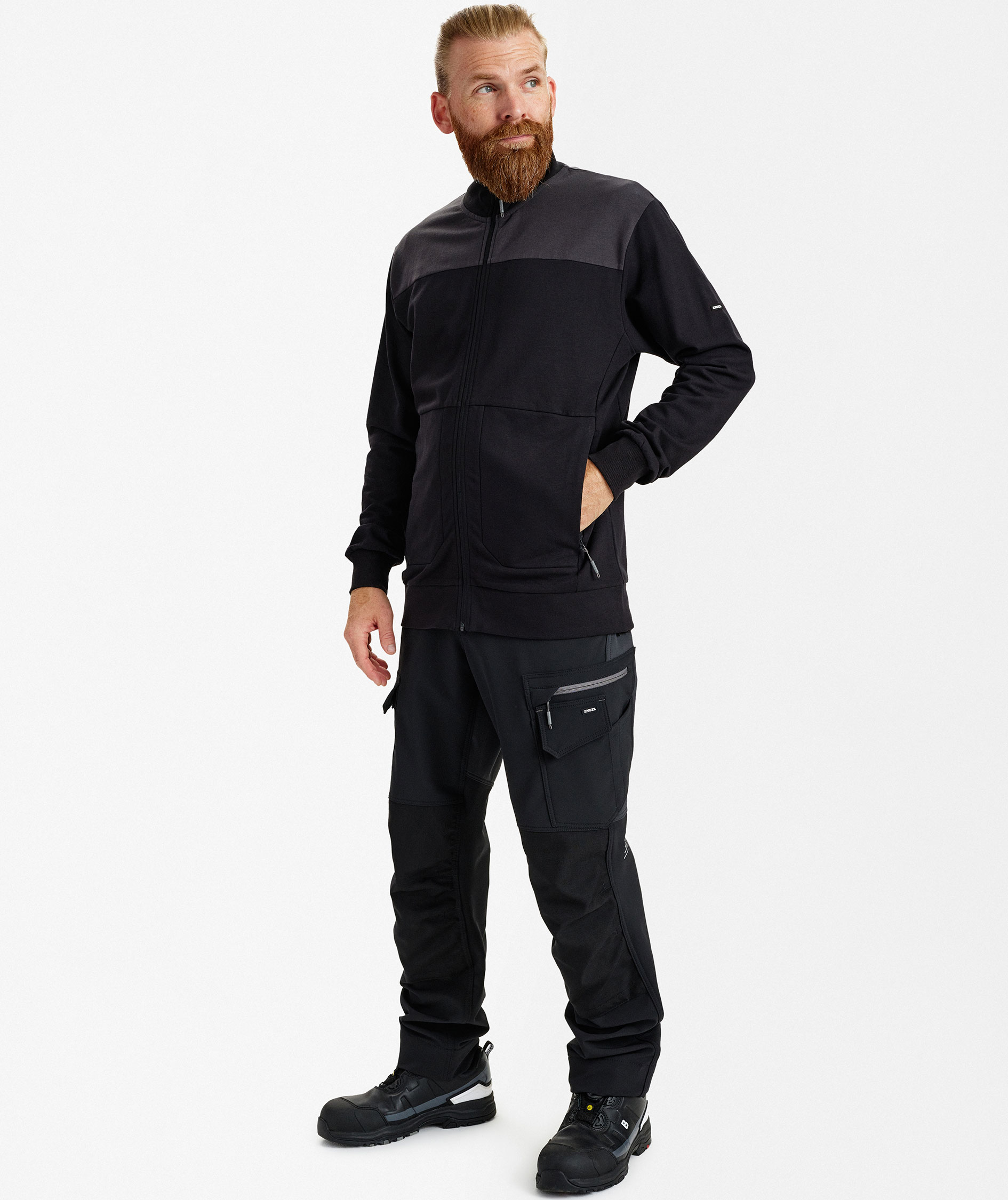 Engel Entire sweat cardigan, Black/Anthracite Grey, large image number 2