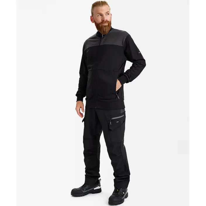 Engel Entire sweat cardigan, Black/Anthracite Grey, large image number 2