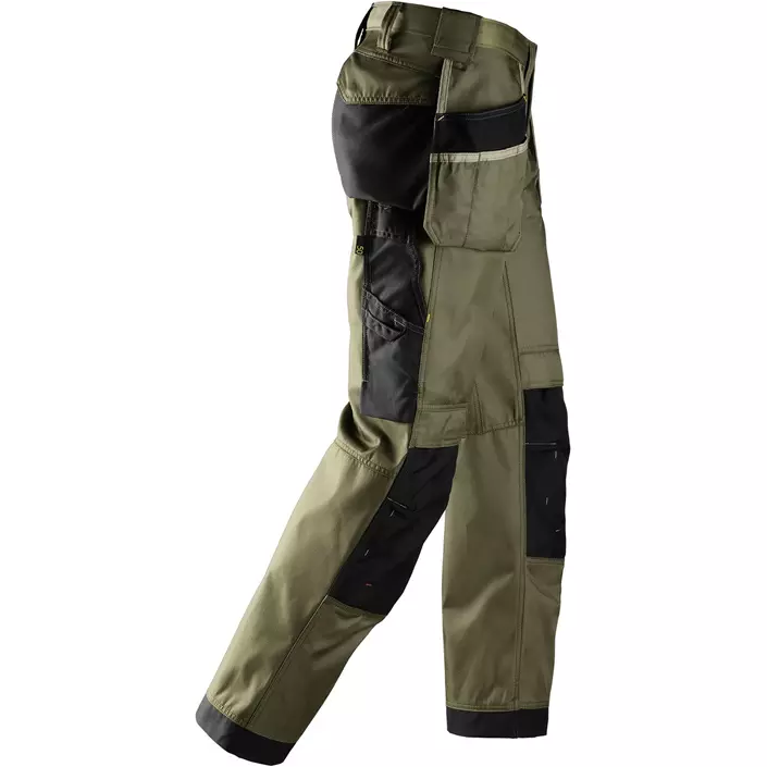 Snickers craftsman’s work trousers DuraTwill 3212, Olive Green/Black, large image number 3