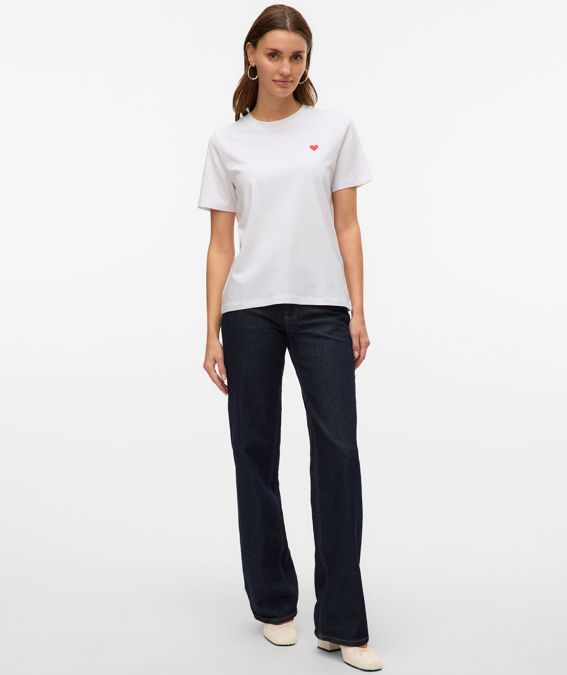 Vero Moda VMPAULINA dame T-skjorte, Bright White Red Heart, large image number 5