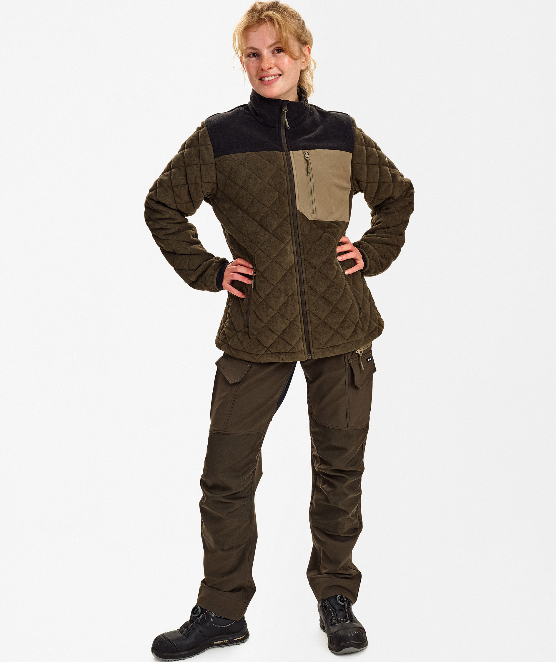 Engel Entire Damen Steppfleecejacke, Forest Green/Black, large image number 2