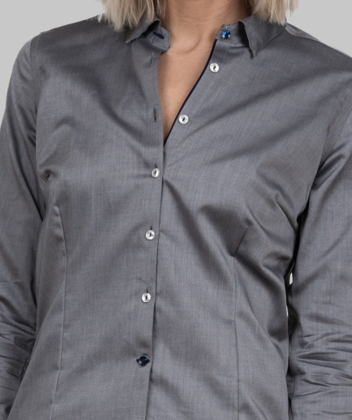 J. Harvest & Frost Twill Red Bow 122 lady fit skjorte, Gr&aring;, large image number 5