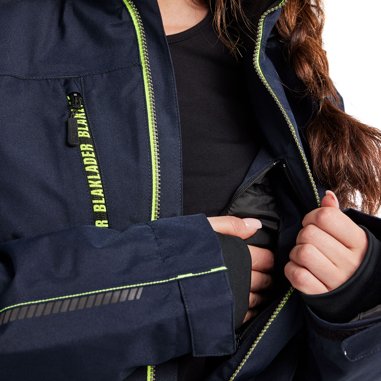 Bl&aring;kl&auml;der Unite Damen Winterjacke, Dunkel Marine/Hi-Vis Gelb, large image number 5