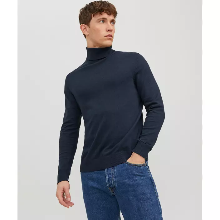 Jack & Jones JJEEMIL rullekrave striktrøje, Navy Blazer, large image number 1