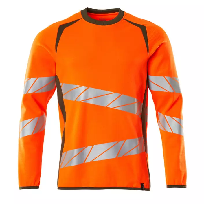 Mascot Accelerate Safe Sweatshirt, Hi-Vis Orange/Moosgrün, large image number 0