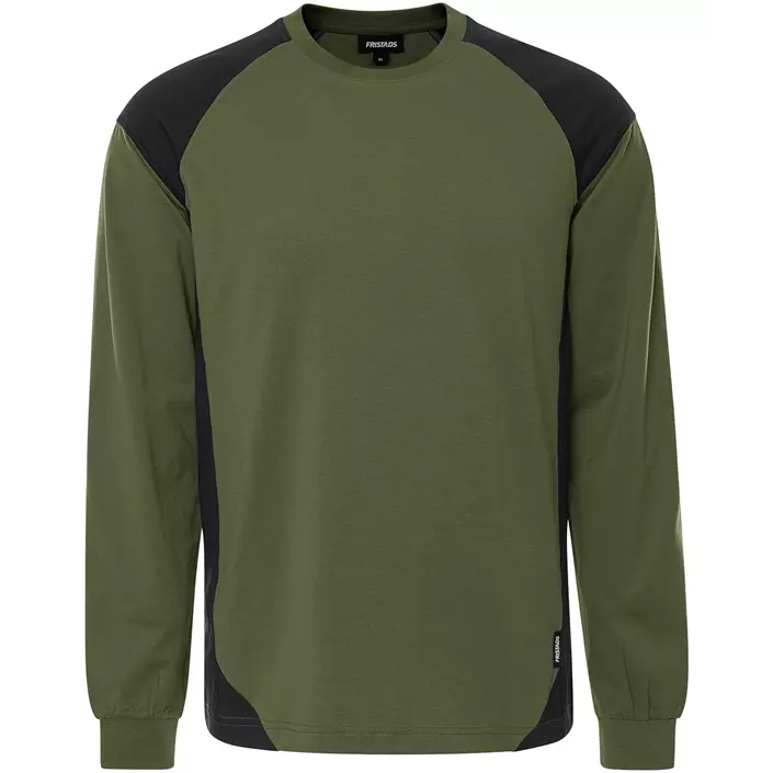 Fristads Heavy langermet T-skjorte 7071 GTM, Armygrønn/Svart, large image number 0