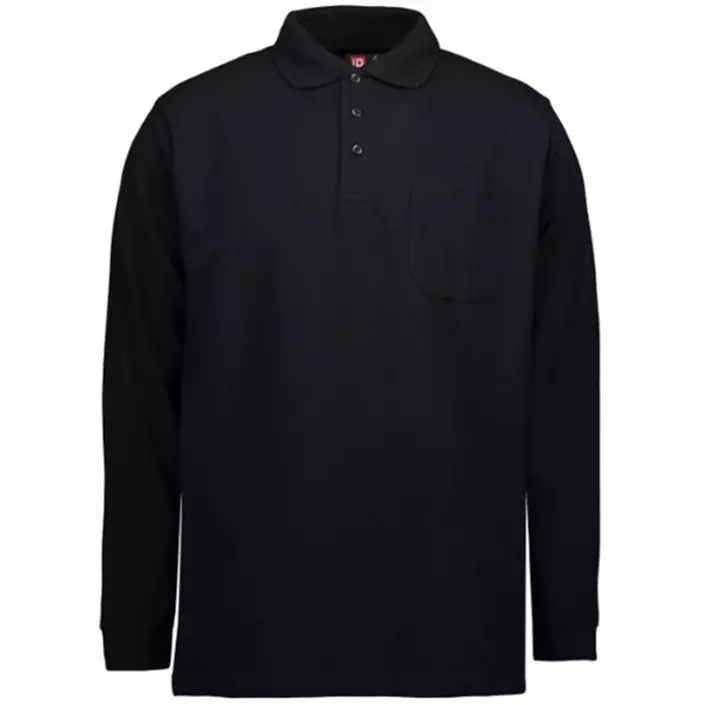 ID PRO Wear Polo shirt with long sleeves, Black, large image number 1