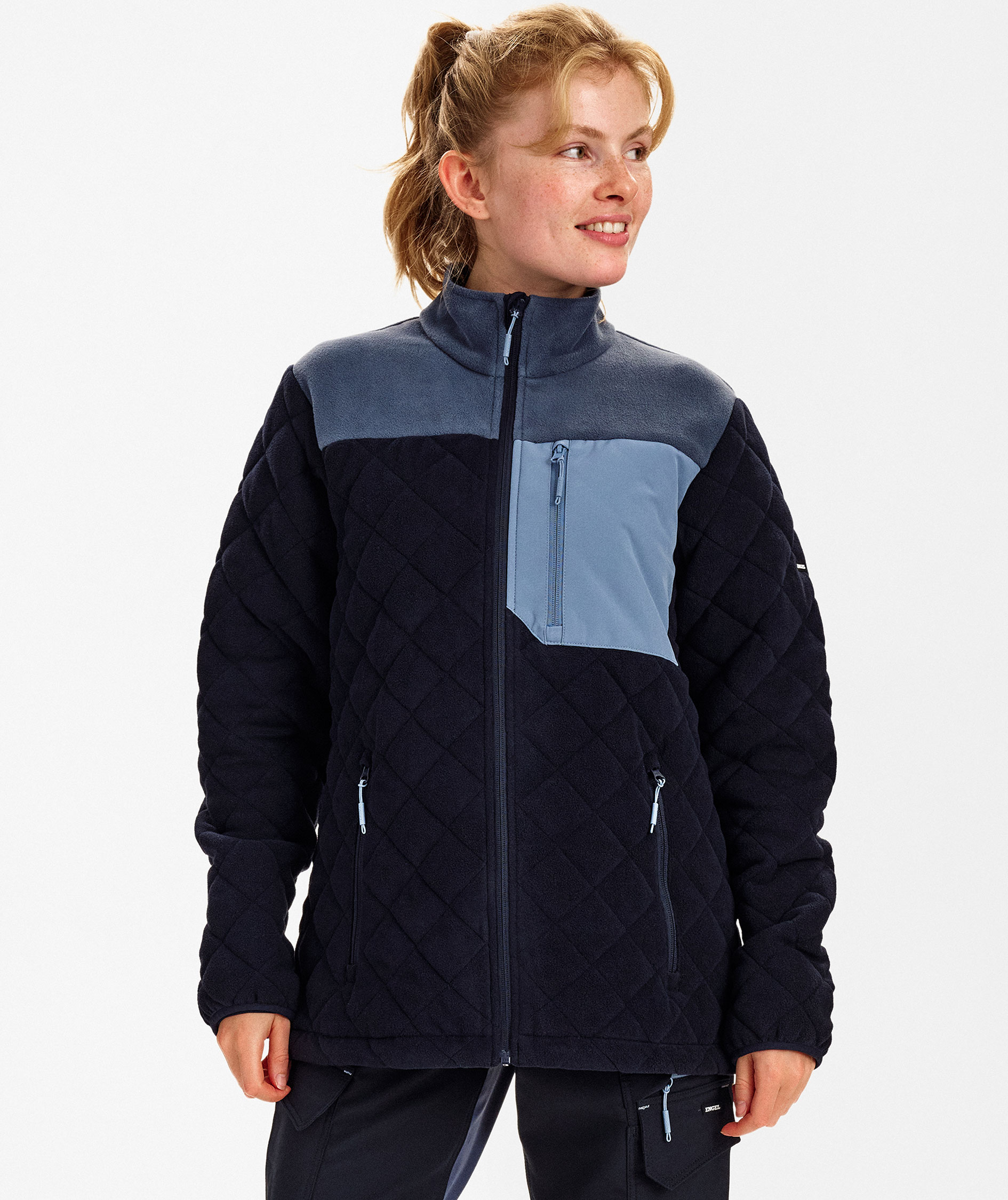 Engel Entire quilted women's fleece jacket, Deep Blue/Dark Sea