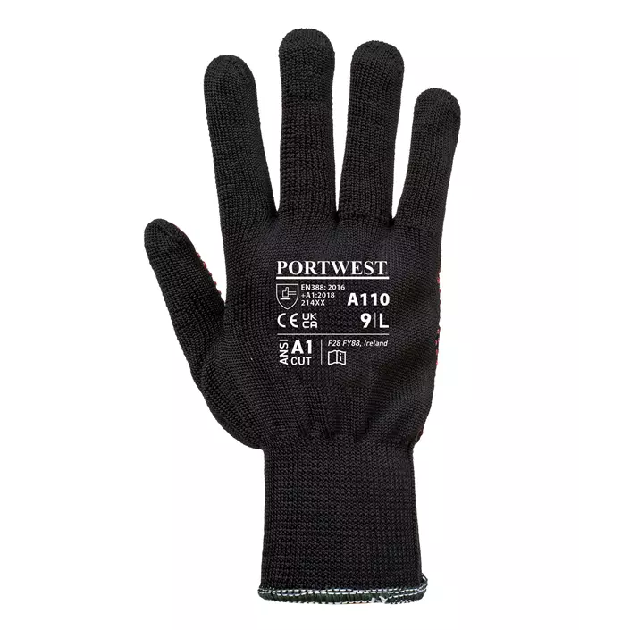 Portwest A110 Polka Dot work gloves, Black, large image number 1