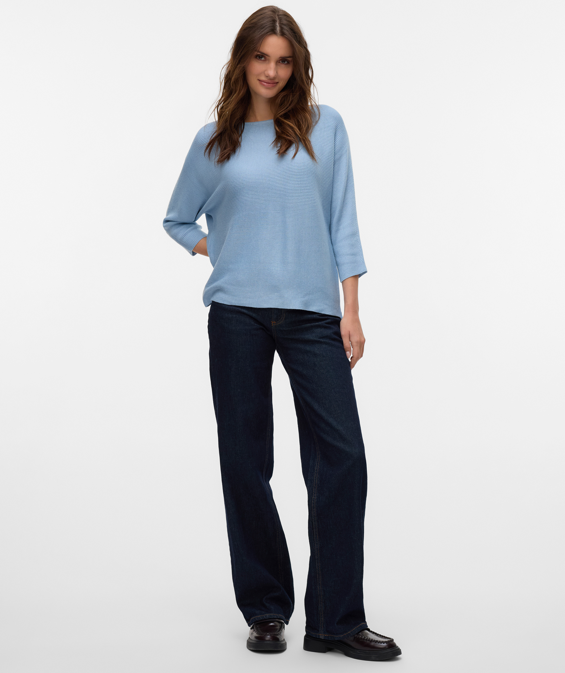 Vero Moda VMNORA 3/4-&Auml;rmel Damen Strickpullover, Cashmere Blue, large image number 4