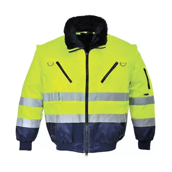 Portwest 3-in-1 pilot jacket, Hi-Vis yellow/marine
