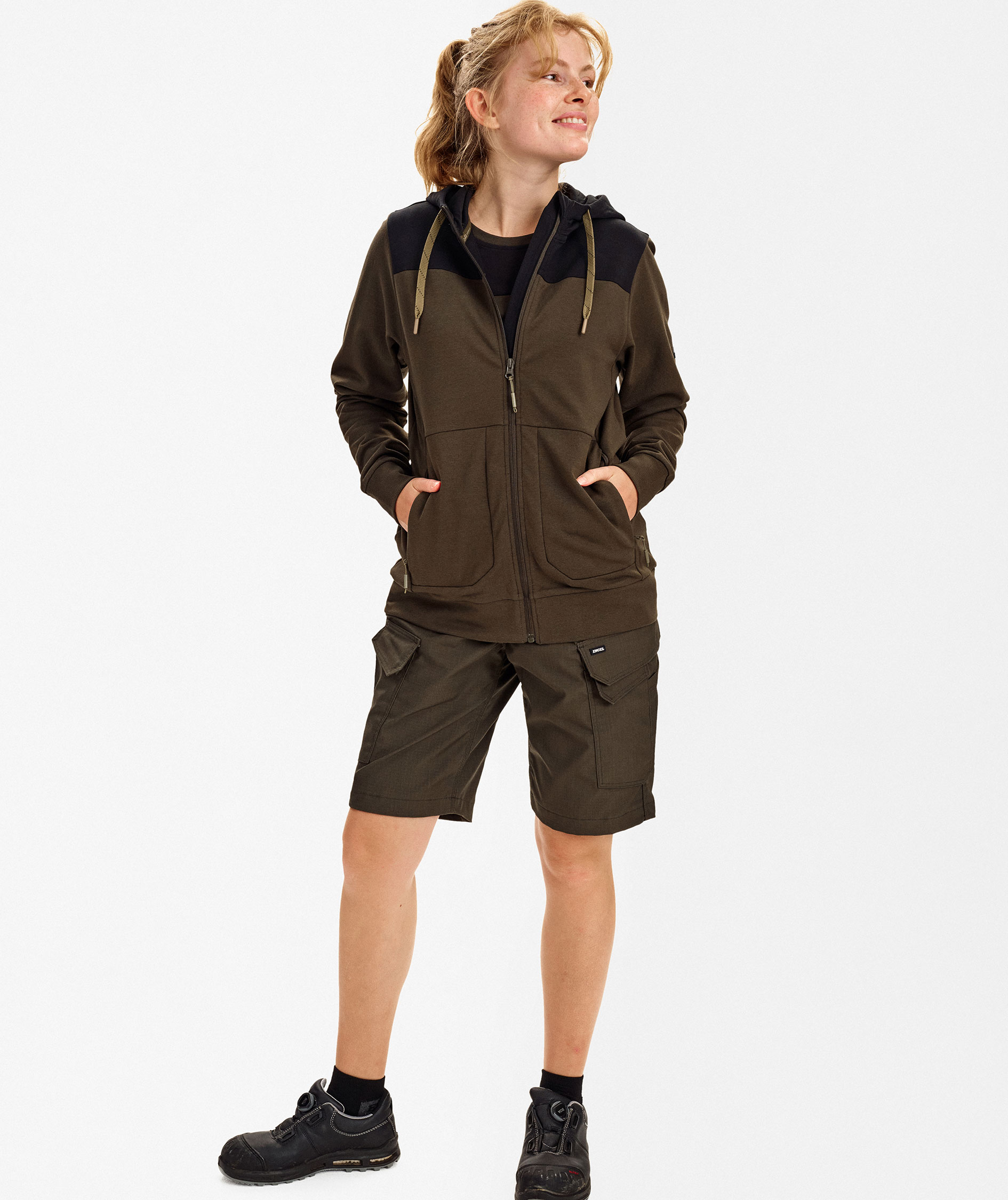 Engel Entire dame h&aelig;ttetr&oslash;je med lynl&aring;s, Forest Green/Black, large image number 2