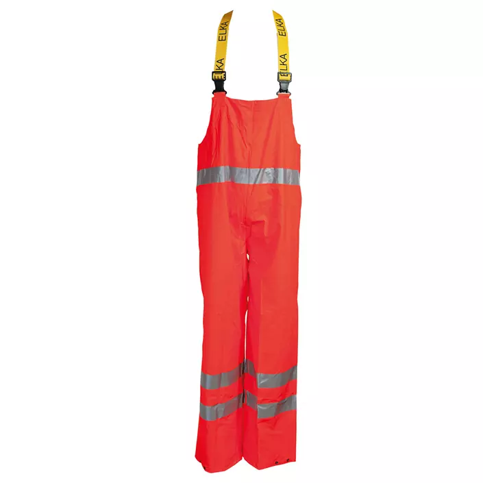 Elka Dry Zone Visible PU rain bib and brace trousers, Hi-vis Orange, large image number 0