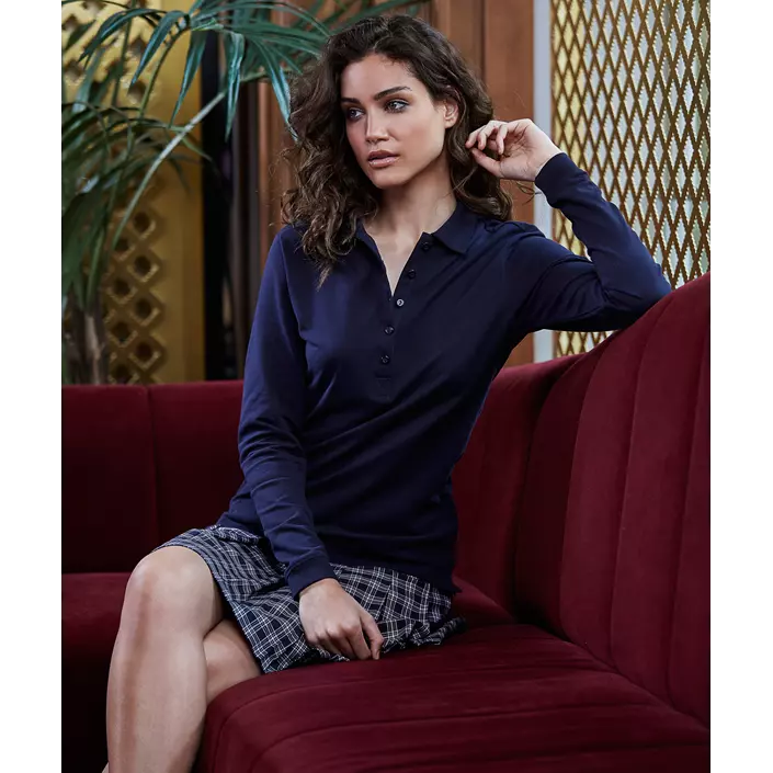 Tee Jays Luxury langermet dame polo T-skjorte, Navy, large image number 1