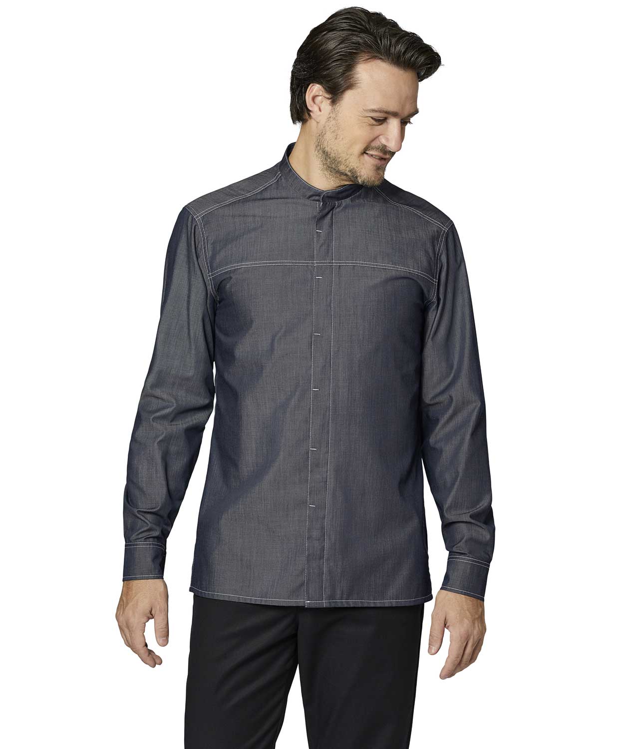Kentaur modern fit chefs-/service shirt, Ocean Blue