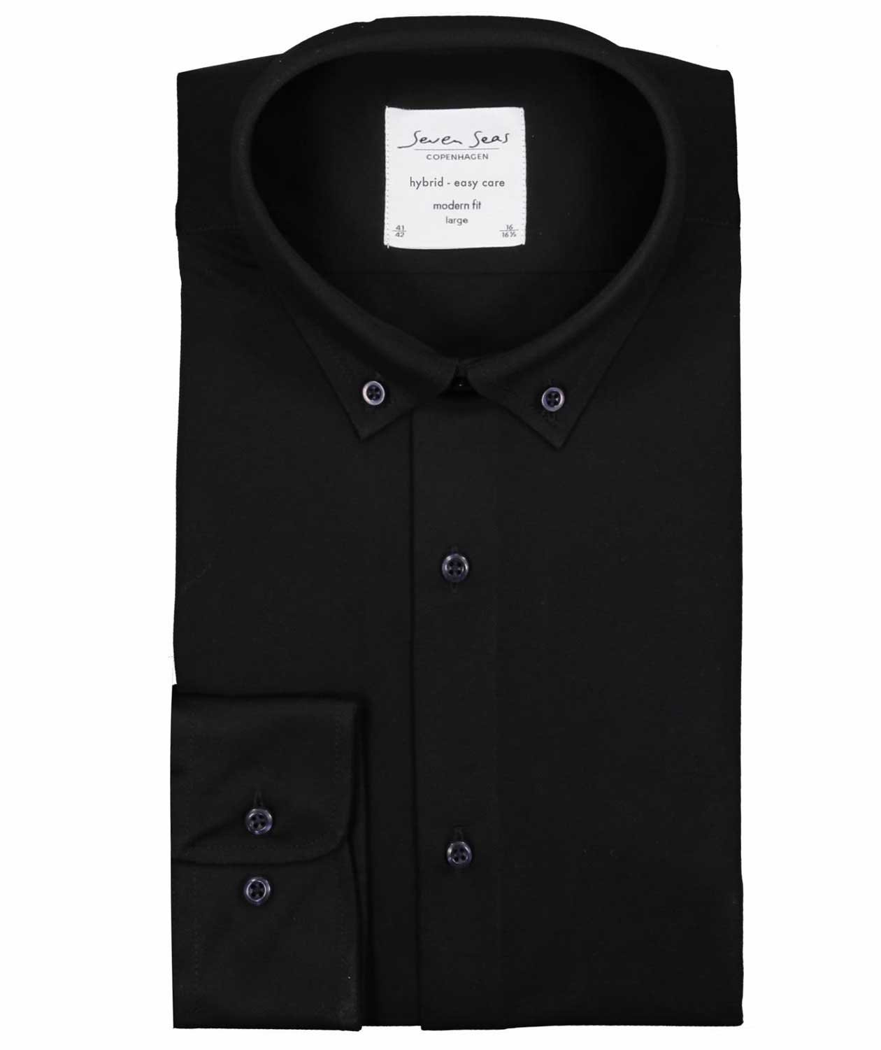 Seven Seas Modern fit Jerseyhemd, Schwarz, large image number 3