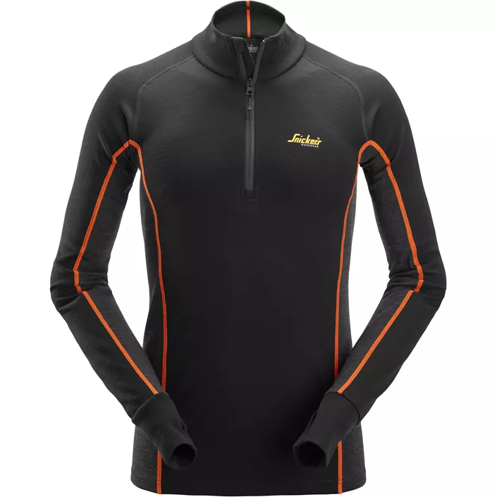 Snickers Stay Warm långärmad T-shirt with merinoull, Black/Anthracite Melange, large image number 0