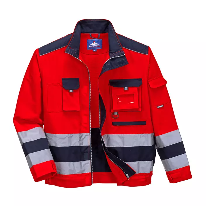 Portwest work jacket, Hi-Vis red/marine, large image number 0