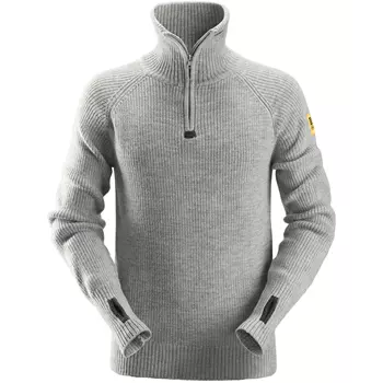 Snickers AllroundWork ½-zip wool sweater 2905, Light grey mottled