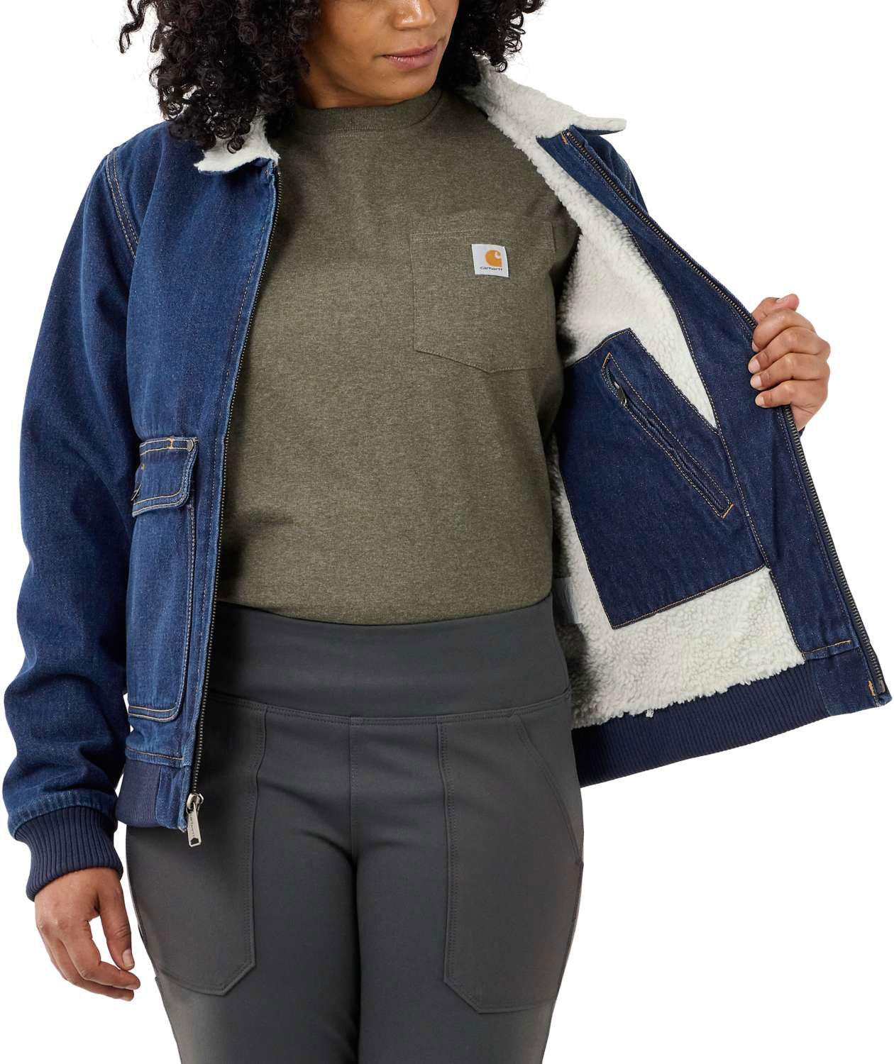 Carhartt dame denim jakke med for, Beech, large image number 3