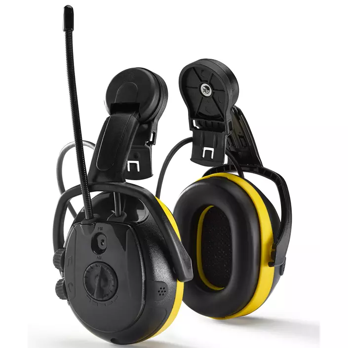 Hellberg Secure REACT helmet mounted ear defenders with FM radio, Black/Yellow, Black/Yellow, large image number 0