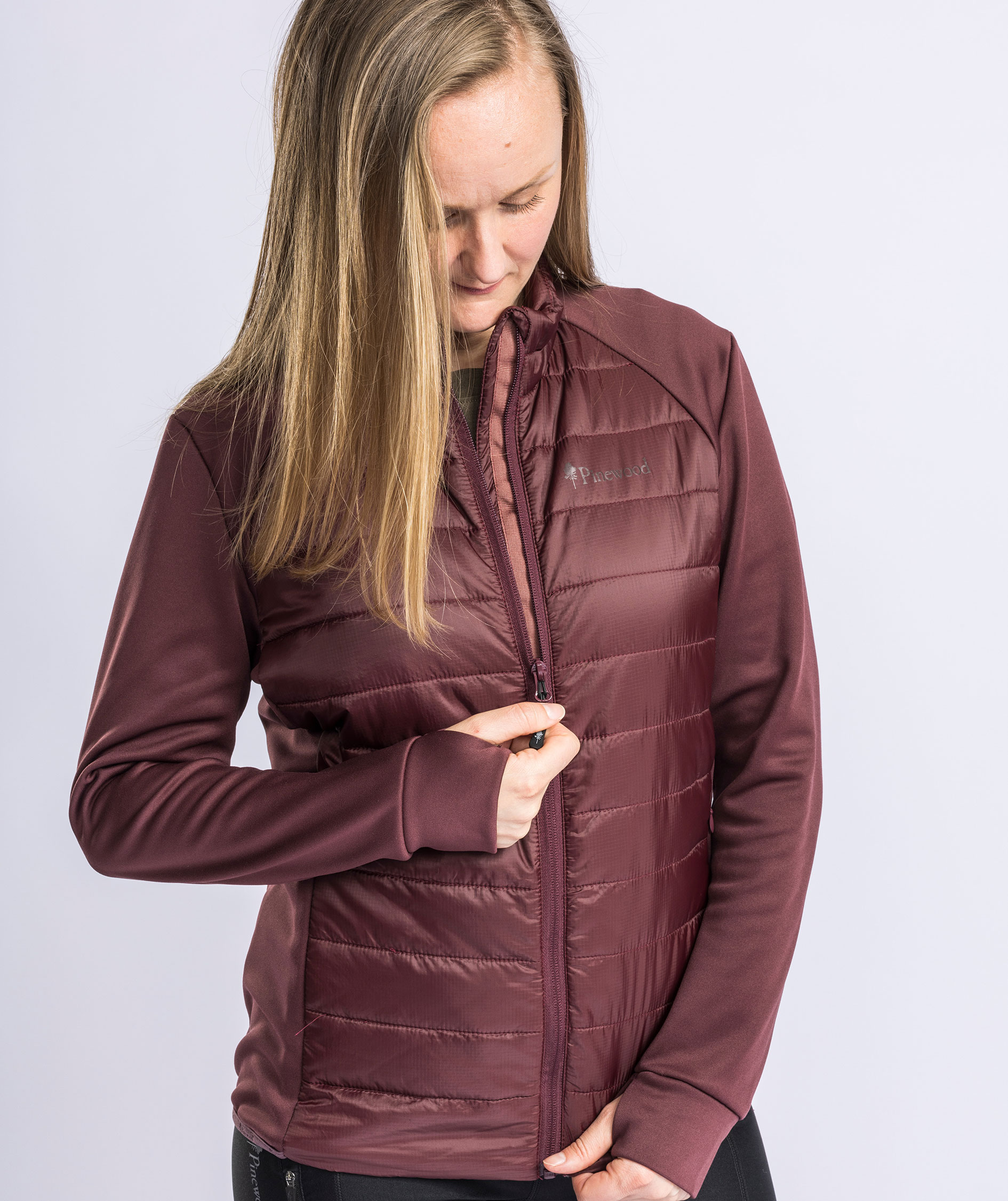 Pinewood&nbsp;Finnveden Hybrid dame power fleecejakke, Earth Plum, large image number 4