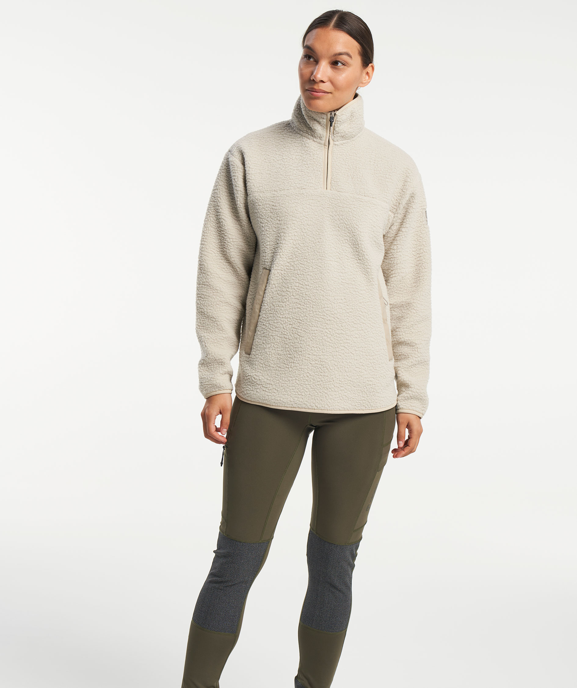 Tenson Yoke womens pile fleece halfzip, Sand, large image number 1