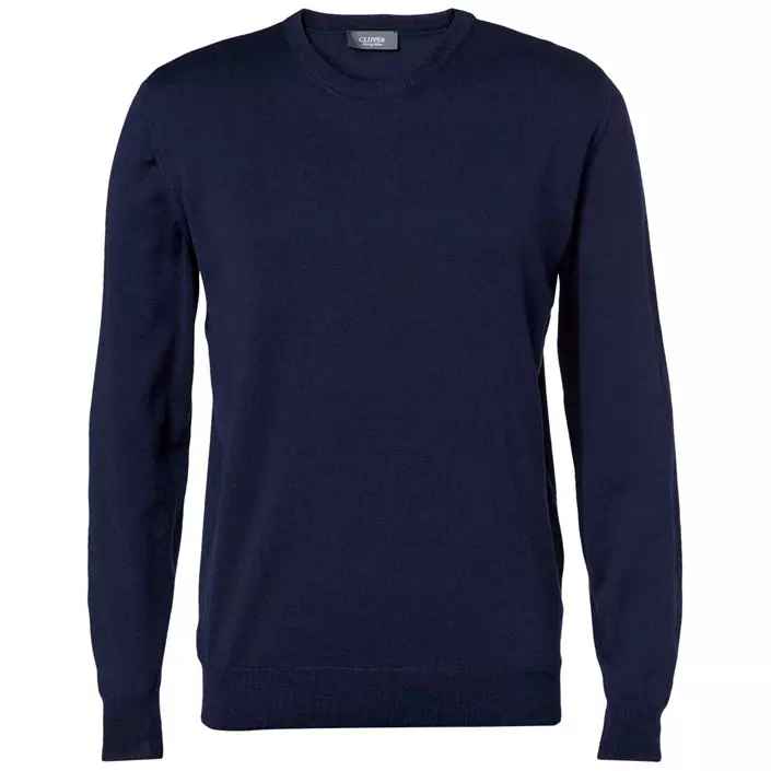 Clipper Milan stickad tröja med merinoull, Navy, large image number 0