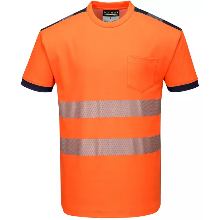Portwest PW3 T-shirt, Hi-Vis Orange/Mørk Marine, large image number 0