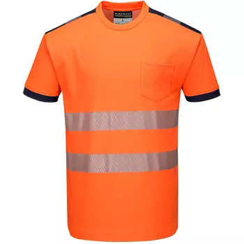 Portwest PW3 T-shirt, Hi-Vis Orange/Mørk Marine