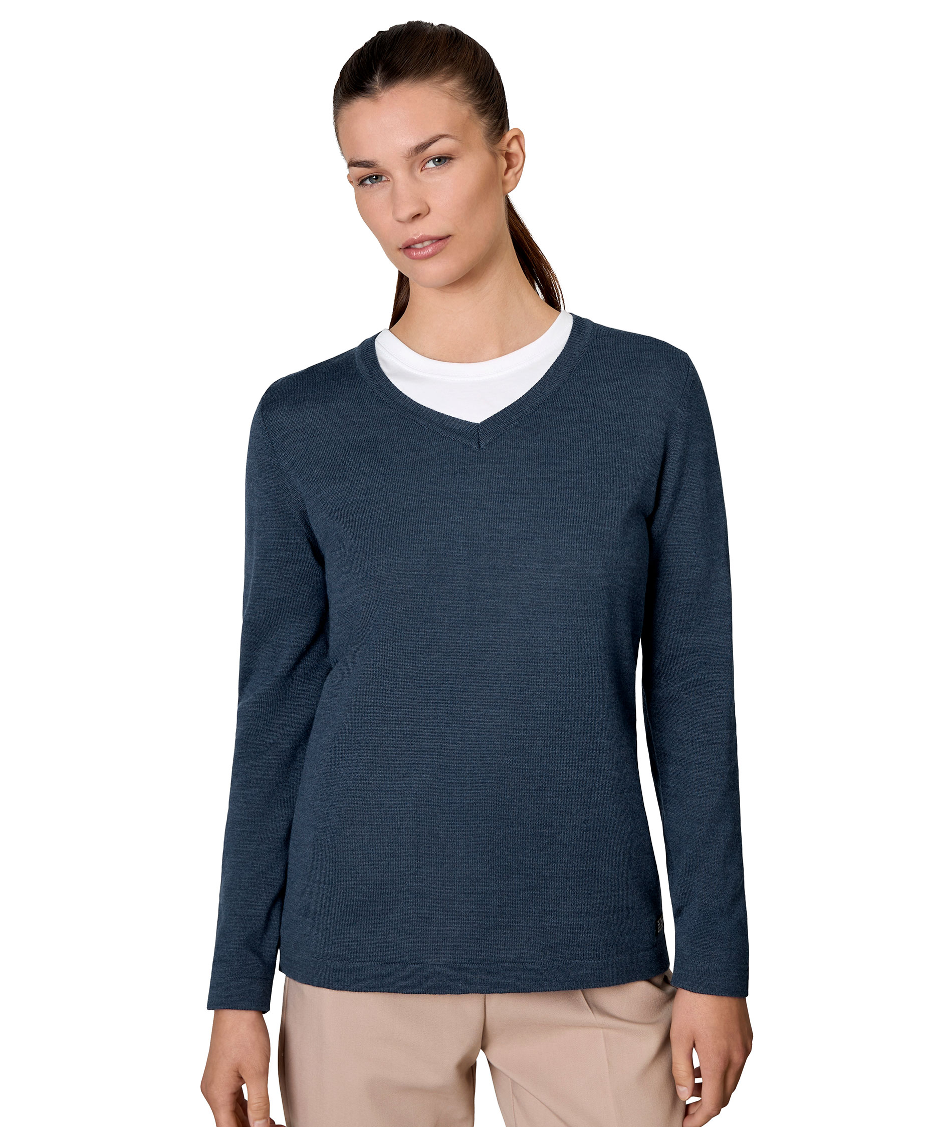 Seven Seas Damen Strickpullover mit Wolle, Blau Melange, large image number 1