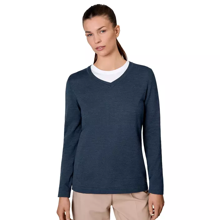 Seven Seas Damen Strickpullover mit Wolle, Blau Melange, large image number 1