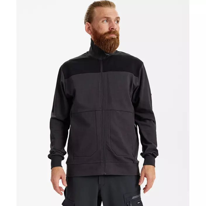 Engel Entire sweat cardigan, Anthracite Grey/Black, large image number 1