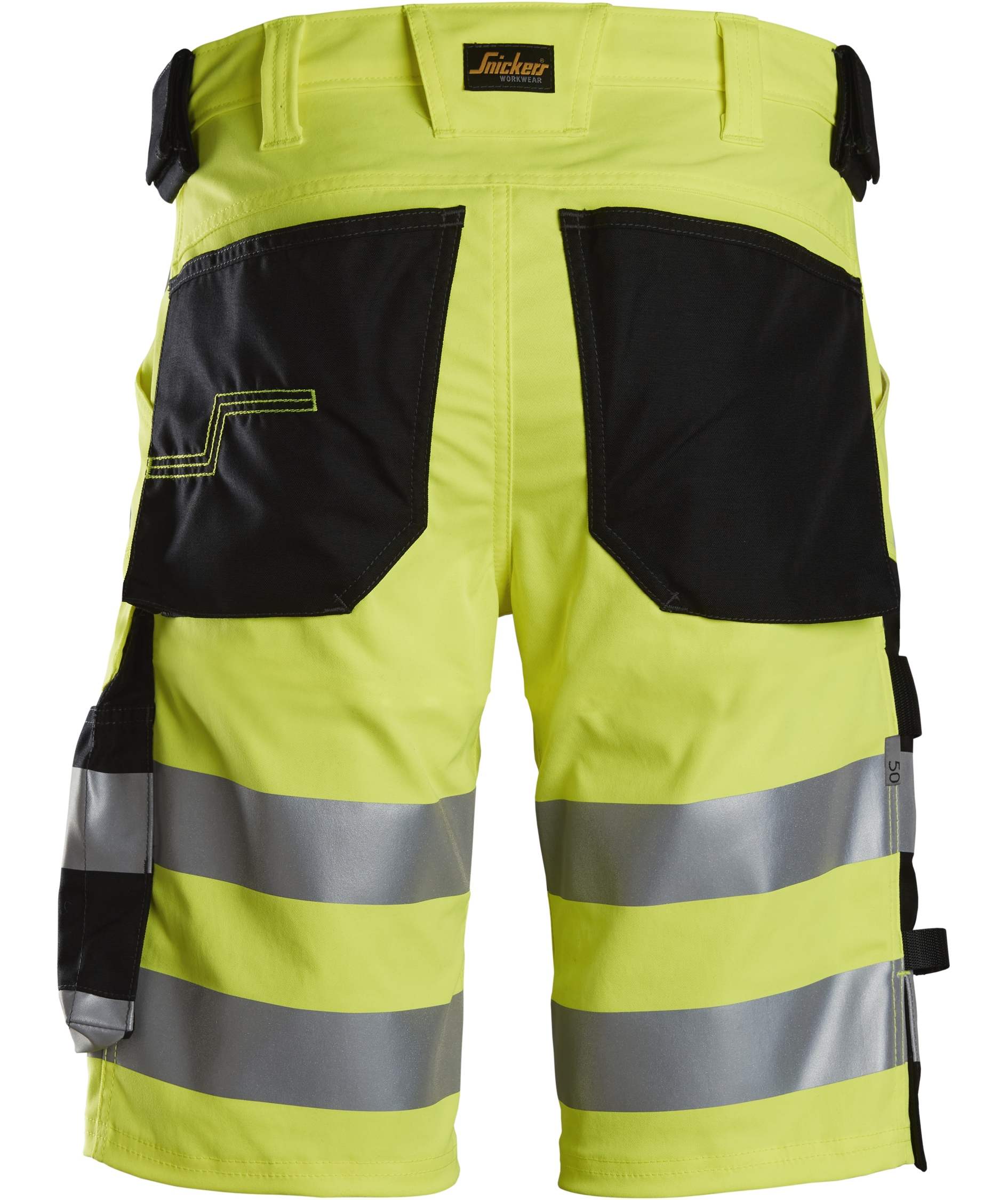 Snickers arbejdsshorts 6136, Hi-vis Gul/Sort, large image number 2