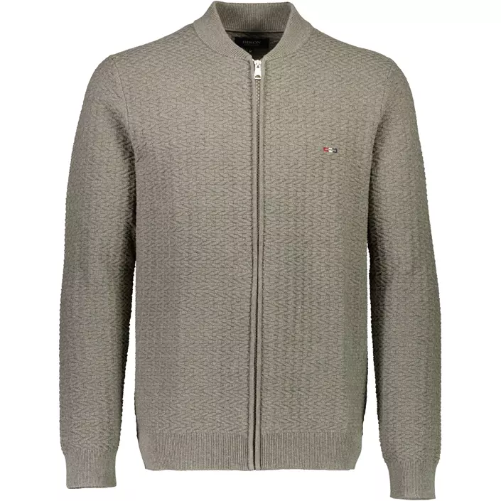 Bison stickad cardigan, Stone Mel, large image number 0