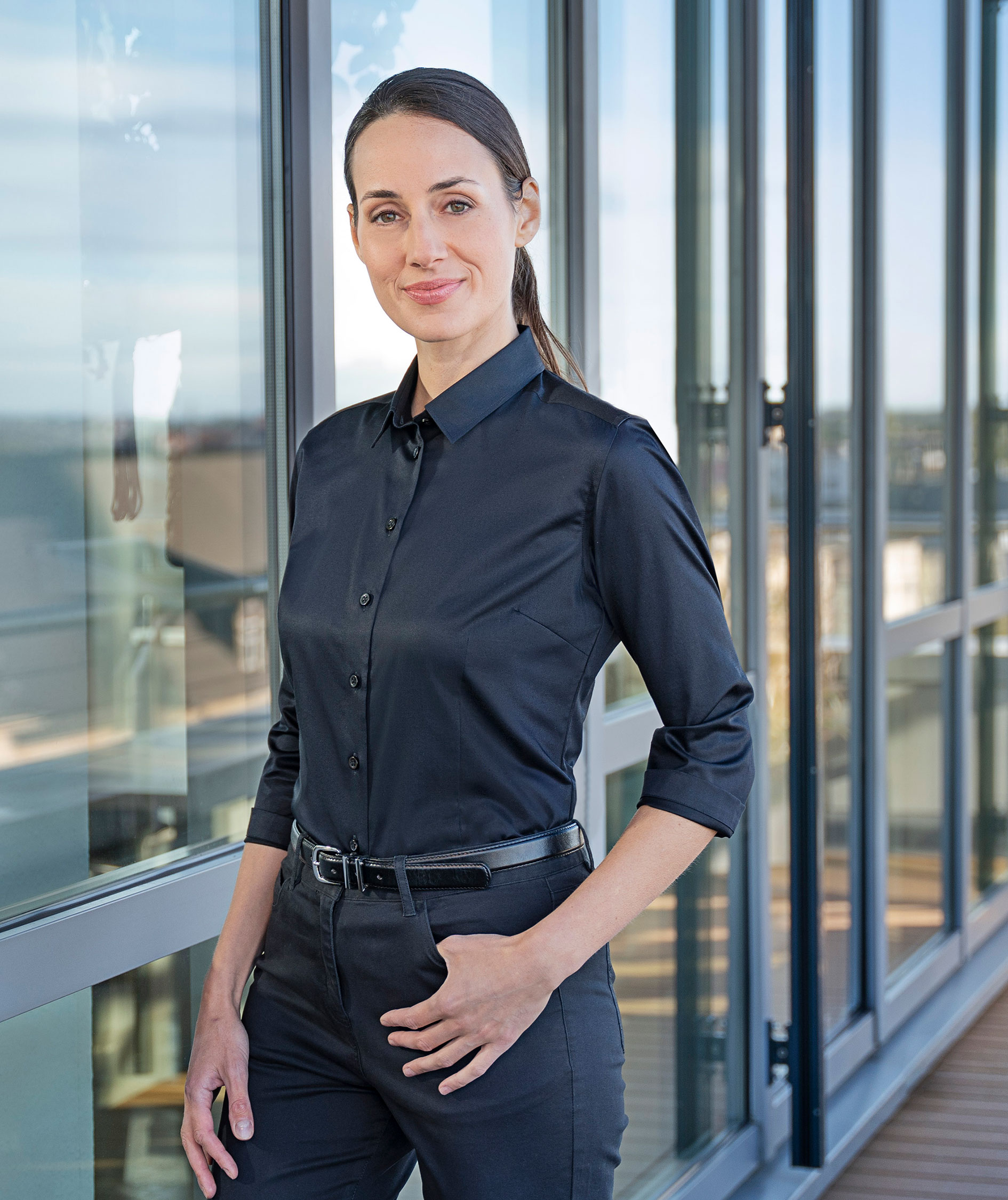 Karlowsky 3/4 women's shirt, Black, large image number 1