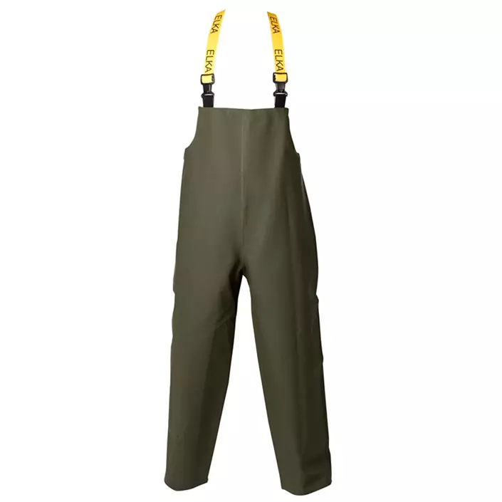 Elka PVC Heavy rain bib and brace trousers, Olive Green, large image number 0