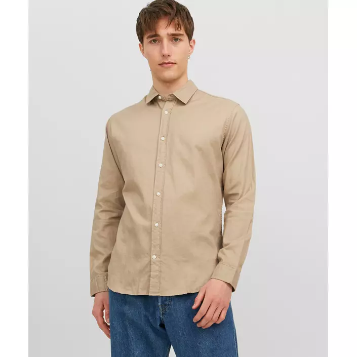 Jack & Jones JJEGINGHAM Slim fit twill skogsarbetare skjorta, Crockery Solid, large image number 1