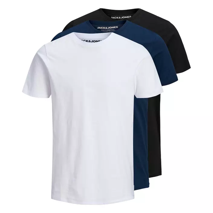 Jack & Jones JJEORGANIC 3-pak T-shirt, Sort/Hvid/Navy, large image number 0