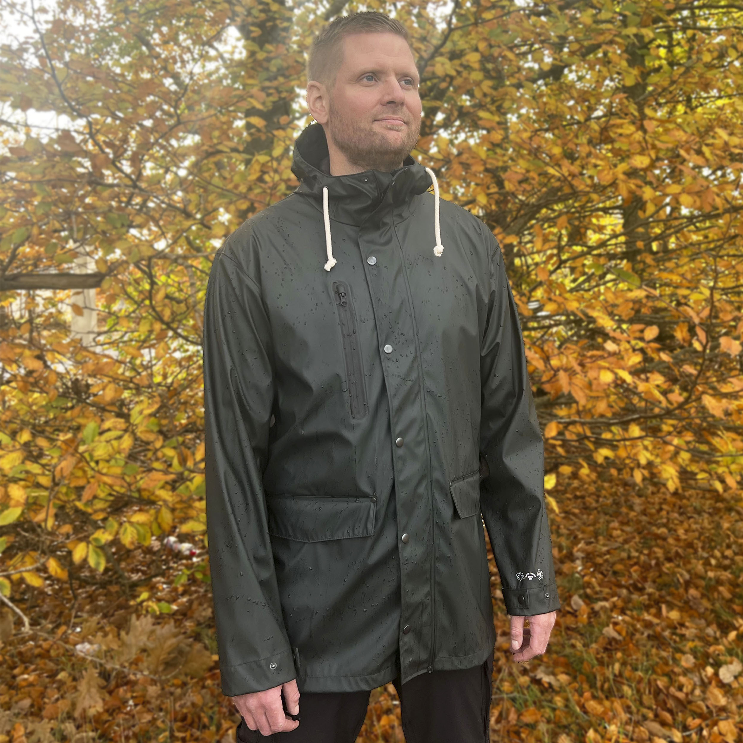 ELKA Recycled PU regnjakke, M&oslash;rk salamander, large image number 1