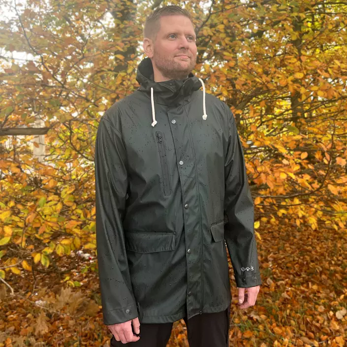 ELKA Recycled PU regnjakke, Mørk salamander, large image number 1