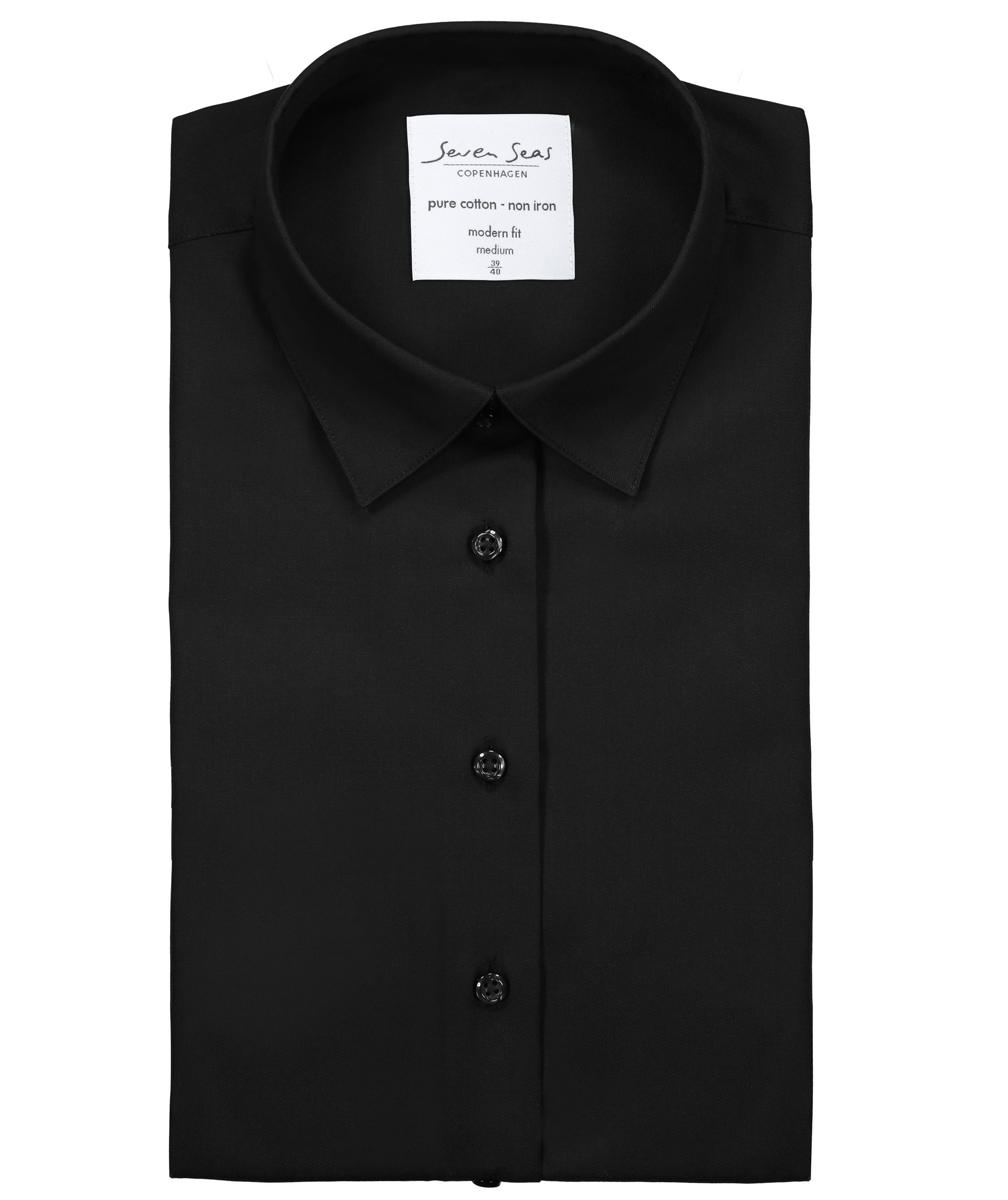 Seven Seas Fine Twill women's modern fit shirt, Black, large image number 4