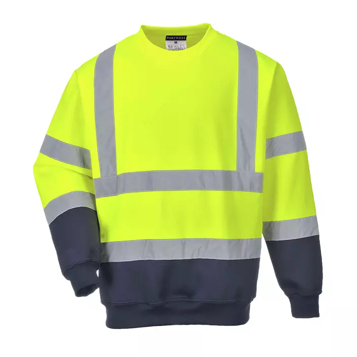 Portwest sweatshirt, Hi-Vis gul/marineblå, large image number 0