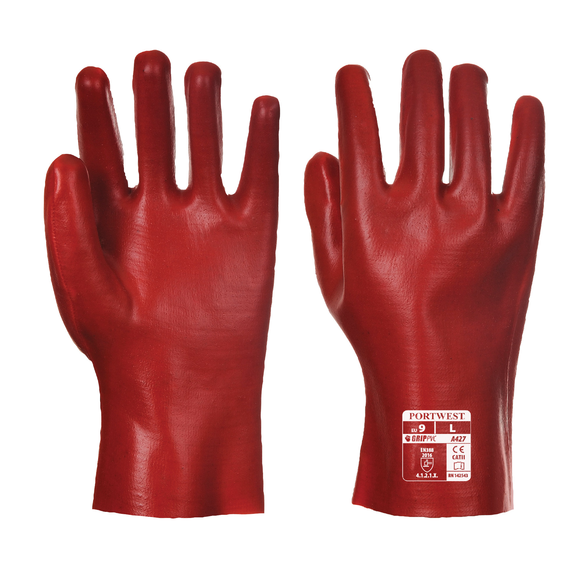 Portwest A427 PVC protection gloves, 27 cm, Red, Red, large image number 0
