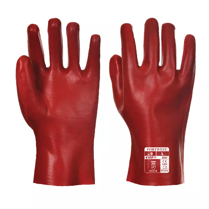 Portwest PVC protection gloves, 27 cm, Red, Red, large image number 0