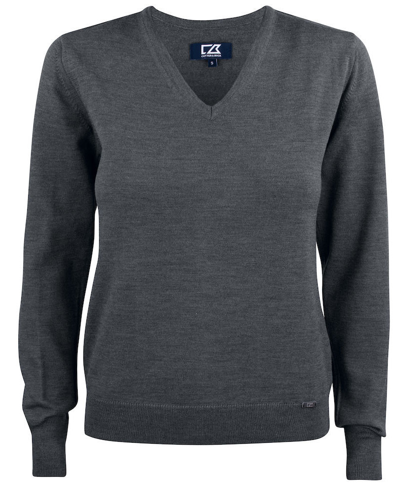 Cutter & Buck Everett Damensweatshirt mit Merinowolle, Anthrazit Melange