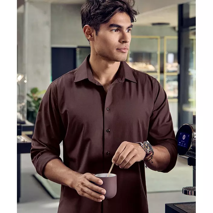 Seven Seas hybrid Slim fit skjorta, Mocca, large image number 1