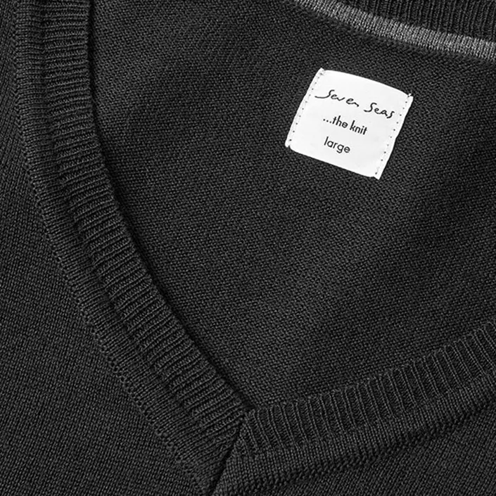 Seven Seas stickad tröja med ull, Svart, large image number 3