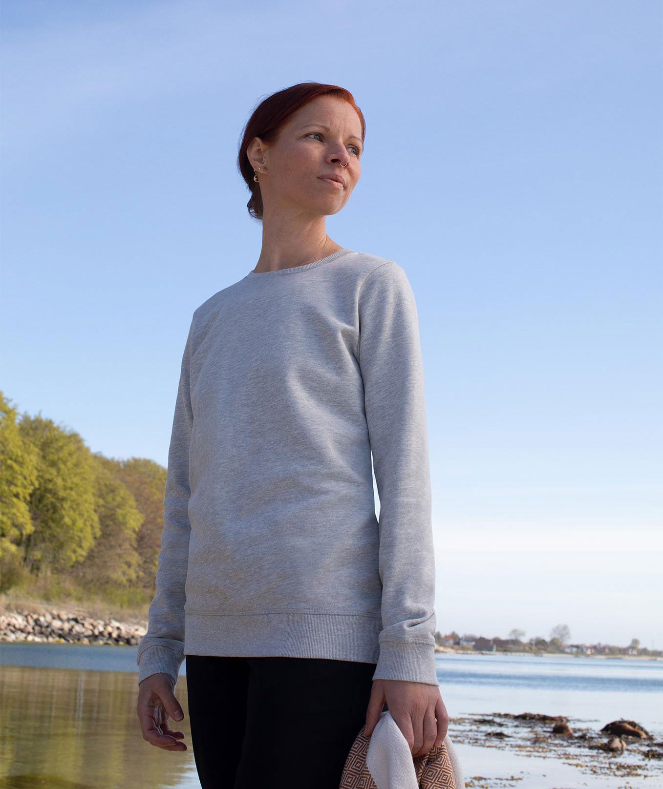 ID organic women's sweatshirt, Light grey melange